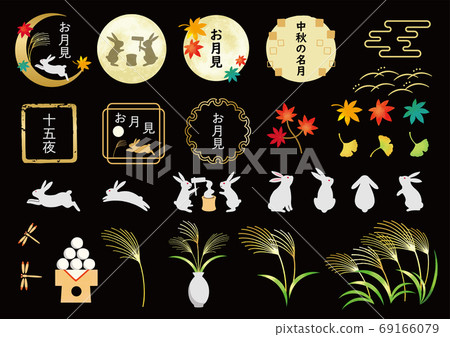 15th night _ moon watching illustration set 69166079