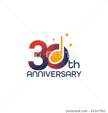 30th anniversary of musical note anniversary... - Stock Illustration ...