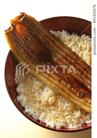 An eel bowl with a whole eel broiled on it (overview) 69168976