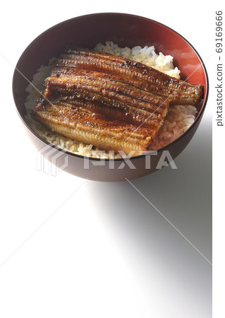 簡單的鰻魚碗,烤鰻魚一個(白色背景) 簡單的鰻魚碗,烤鰻魚一個(白色背景) 69169666