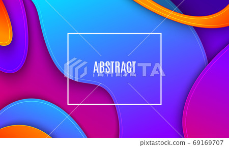 Colorful gradient cover design. Vector futuristic illustration of bright multicolored wavy paper layers. Abstract creative background with fluid color shapes. Dynamic papercut modern banner template 69169707