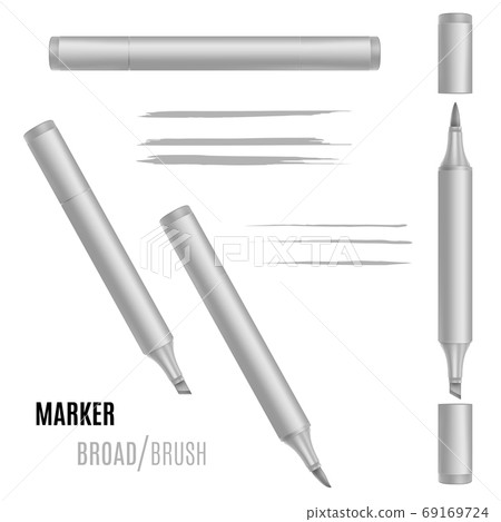 Marker vector illustration. Double-sided realistic marker. Marker vector illustration. Double-sided realistic marker. 69169724