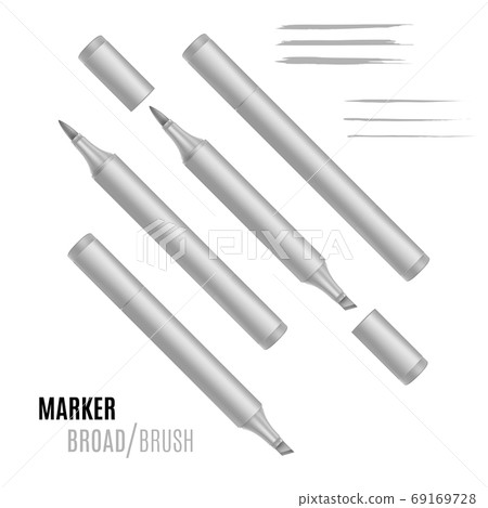 Realistic marker vector illustration. Double-sided marker. Realistic marker vector illustration. Double-sided marker. 69169728