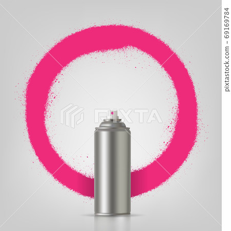 Aerosol spray on grey background with pink frame. Vector illustration. Aerosol spray on grey background with pink frame. Vector illustration. 69169784
