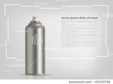 Aerosol spray on grey background with abstract frame. Vector illustration. Aerosol spray on grey background with abstract frame. Vector illustration. 69169786