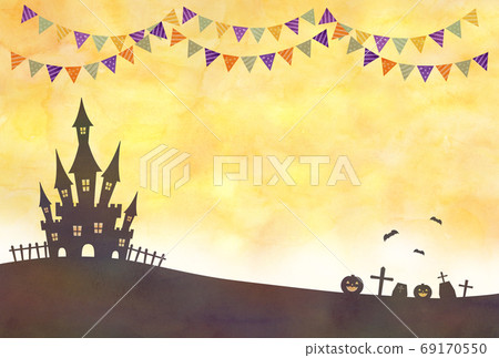 萬聖節剪影水彩風格 萬聖節剪影水彩風格 69170550