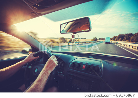 Car dashboard and steering wheel inside of car Car dashboard and steering wheel inside of car 69170967