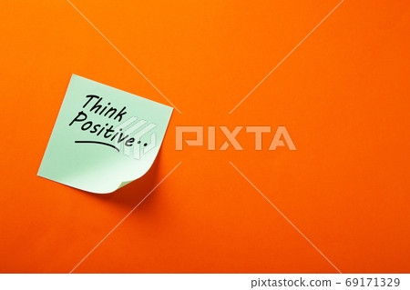 Motivational think positive word on note pads Motivational think positive word on note pads 69171329