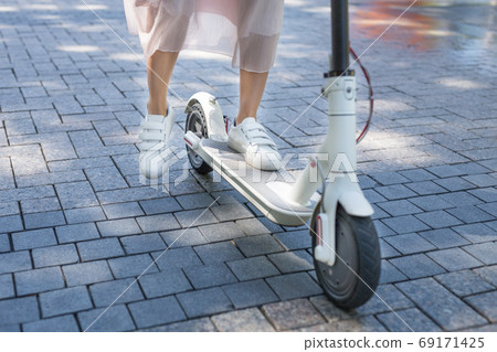 Eco friendly transport electro scooter city transport ride 69171425