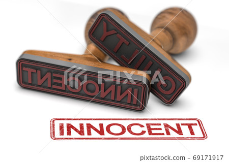 Verdict of not guilty. Innocent person. 69171917