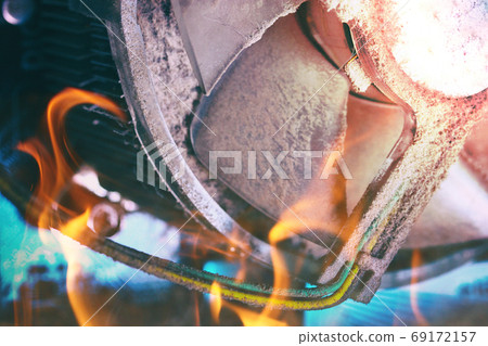 Old computer system unit with dust inside 69172157