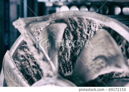 Old computer system unit with dust inside 69172158