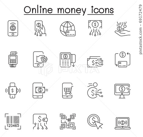 Set of Online money Related Vector Line Icons.... - Stock Illustration ...