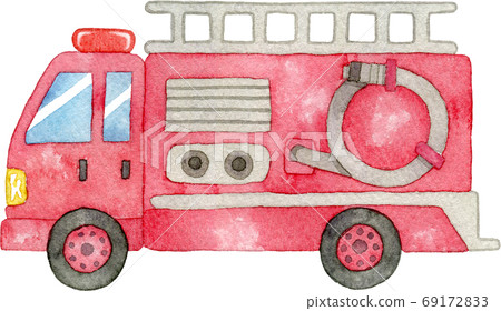 Cute fire engine watercolor illustration Cute fire engine watercolor illustration 69172833