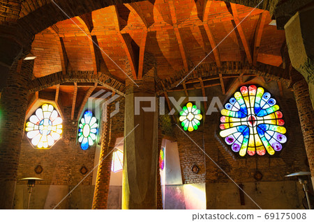 Church of Colonia Guell stained glass window, Santa Coloma de Cervello, Spain Church of Colonia Guell stained glass window, Santa Coloma de Cervello, Spain 69175008
