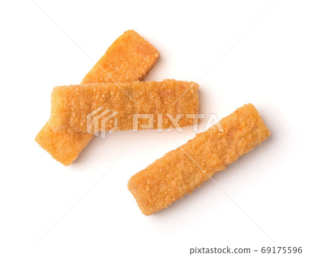 Top view of crumbed fish fingers Top view of crumbed fish fingers 69175596