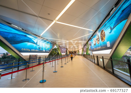 Taoyuan, Taiwan - Sep. 02, 2020: New-opened aquarium - Xpark building, popular landmark of Taoyuan Qingpu. 69177327