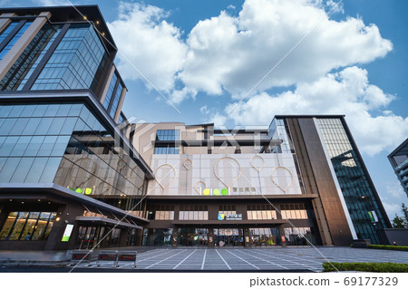 Taoyuan, Taiwan - Sep. 02, 2020: New-opened aquarium - Xpark building, popular landmark of Taoyuan Qingpu. 69177329