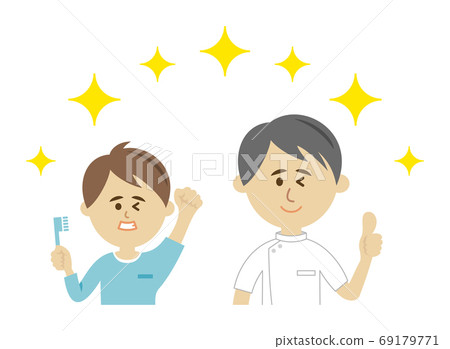 牙醫稱讚孩子的良好刷牙插圖圖像 69179771