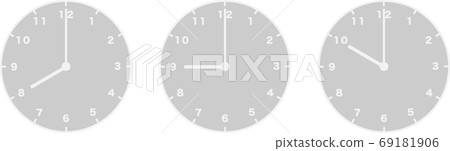 Clock_Simple_Gray_8-10am-插圖素材 [69181906] - PIXTA圖庫