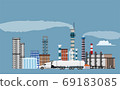 vector illustration of an industrial landscape with factories, plants, buildings, industrial city 69183085