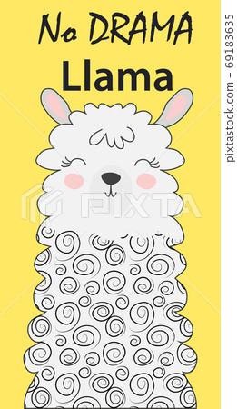 Hand drawn vector illustration of a cute funny llama. Isolated objects on white. Scandinavian style flat design. 69183635