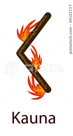 Rune Kano. Vertical projection. Scandinavian. Runes Element of Fire, the flame around the runes Rune Kano. Vertical projection. Scandinavian. Runes Element of Fire, the flame around the runes 69183727