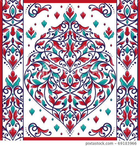 Red and turquoise luxury ornament seamless pattern Red and turquoise luxury ornament seamless pattern 69183966