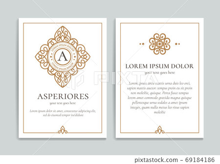 Vector greeting card with golden luxury frame. Vector greeting card with golden luxury frame. 69184186