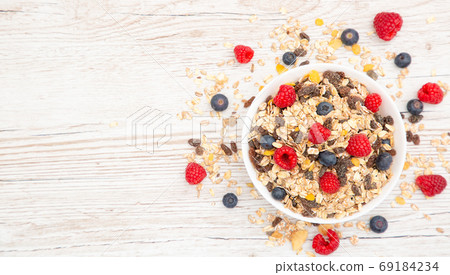 Breakfast Served in the morning with corn flakes Whole grains  69184234