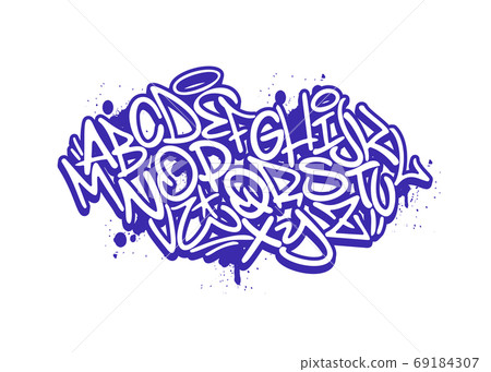 Handwritten graffiti font alphabet. 69184307