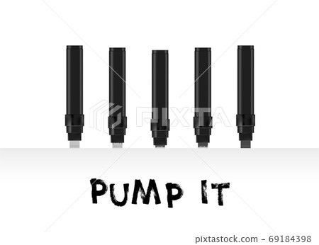Black marker realistic vector illustration. Broad pump marker on white background. Black marker realistic vector illustration. Broad pump marker on white background. 69184398