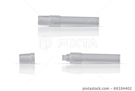 White marker realistic vector illustration. Broad marker with reflection and shadow on white background. White marker realistic vector illustration. Broad marker with reflection and shadow on white background. 69184402