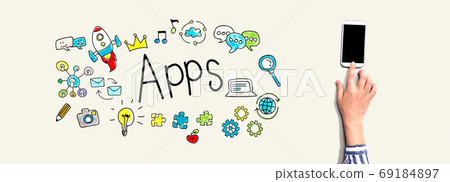 Apps with person using smartphone 69184897