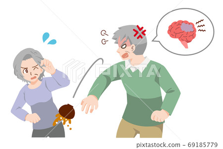 患有癡呆症且容易發怒的男人的插圖 69185779