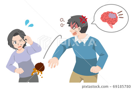 患有癡呆症且容易發怒的男人的插圖 患有癡呆症且容易發怒的男人的插圖 69185780