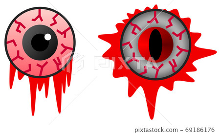 Scary eyeballs with blood flowing 69186176
