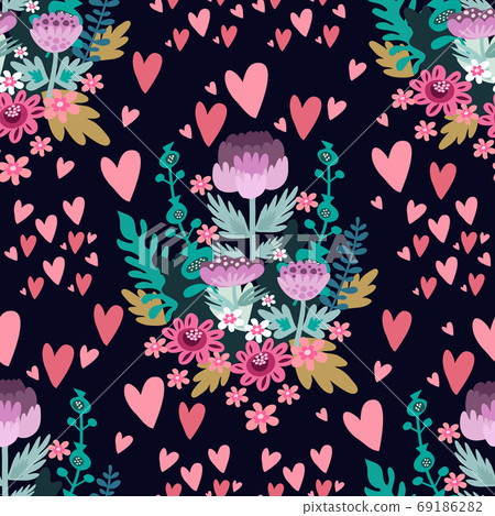 Flowers and hearts pattern 6 Flowers and hearts pattern 6 69186282