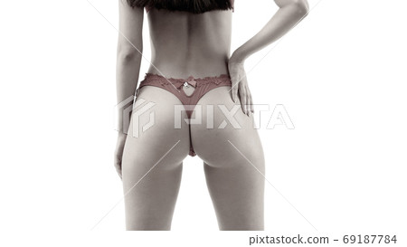 Woman In black Lingerie Isolated On white Woman In black Lingerie Isolated On white 69187784