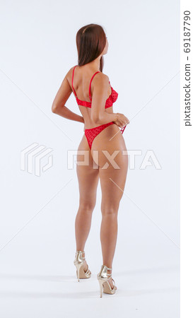 Cheerful Slim Young Woman With Prefect Figure 69187790