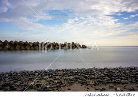 Sandy beach and stone 69188059