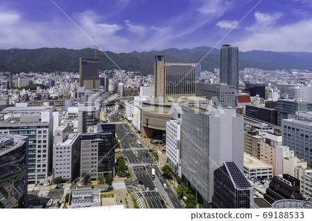 Kobe Kobe city hall overlooking Sannomiya station Kobe city, Hyogo prefecture 69188533