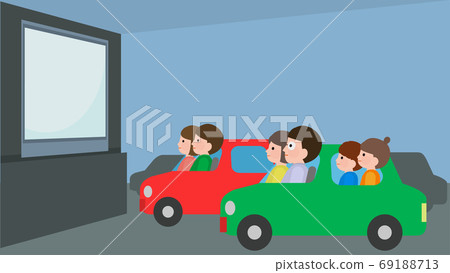 People watching movies at the Drive-in Theater with background illustration 69188713