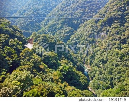 Aerial view of Aya's Teruha suspension bridge Aerial view of Aya's Teruha suspension bridge 69191749