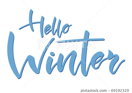 Hello winter brush hand lettering text isolated Hello winter brush hand lettering text isolated 69192329