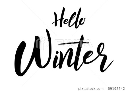 Hello winter brush hand lettering text isolated 69192342