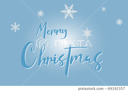 Merry Christmas hand lettering text with snowflakes Merry Christmas hand lettering text with snowflakes 69192357