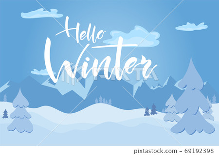 Winter landscape with forest and mountains 69192398