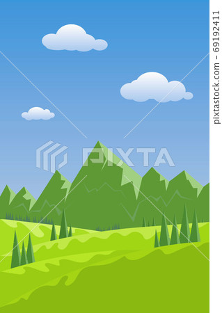 Summer landscape with sunny day over green hills Summer landscape with sunny day over green hills 69192411