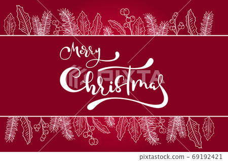 Merry Christmas hand lettering calligraphy text with decoration Merry Christmas hand lettering calligraphy text with decoration 69192421